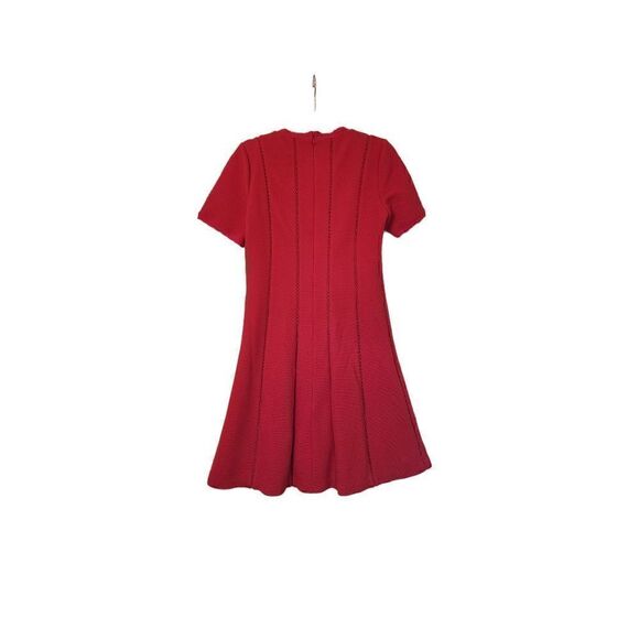 Carlisle Collection berry red waffle texture A-Line dress - Picture 2 of 14